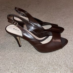 Brown high heels